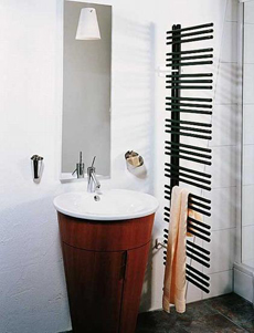 Вариант дизайн-радиаторов для ванных (полотенцесушителей) Zehnder Yucca Asymmetric (Зендер Юкка Асимметрик) в интерьере: 