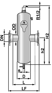 Сепаратор микропузырьков и шлама Spirocombi /фланцевое соединение/ сталь 37