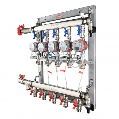 Этажный распределительный узел VT.GPM для систем водяного отопления с балансировочным клапаном, 5 отводов, Valtec.