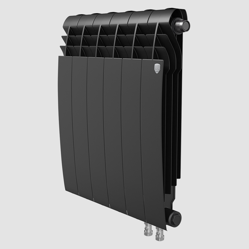 Радиатор Royal Thermo BiLiner 500 VDR Noir Sable (черный матовый) – 8 секций с нижним правым подключением