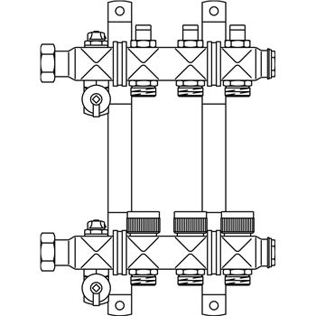 Гребенка "Multidis SFB" 1" для систем отопления с байпасом на вент. вставках,9 контуров