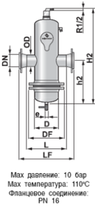 Сепаратор шлама Spirotrap /разъемный корпус/фланцевое соединение/сталь 37, артикул BF050F