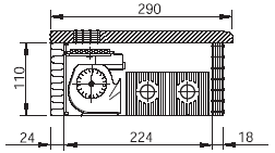 Встраиваемый в подоконник конвектор EVA COIL-KBP (поперечный разрез)