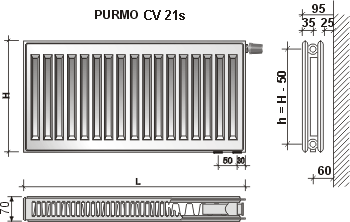 PURMO Ventil Compact - Размер радиаторов