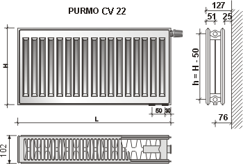 PURMO Ventil Compact - Размер радиаторов