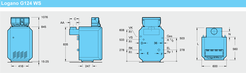 Напольные чугунные котлы, работающие на газе Buderus Logano G124WS 