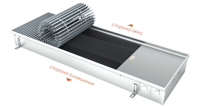 Внутрипольный конвектор EVA без вентилятора,KC.100.258 (KCO), длина 3000 мм