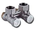 Угловой клапан для 2-х трубных систем с отсечным клапаном – для стальных радиаторов R388