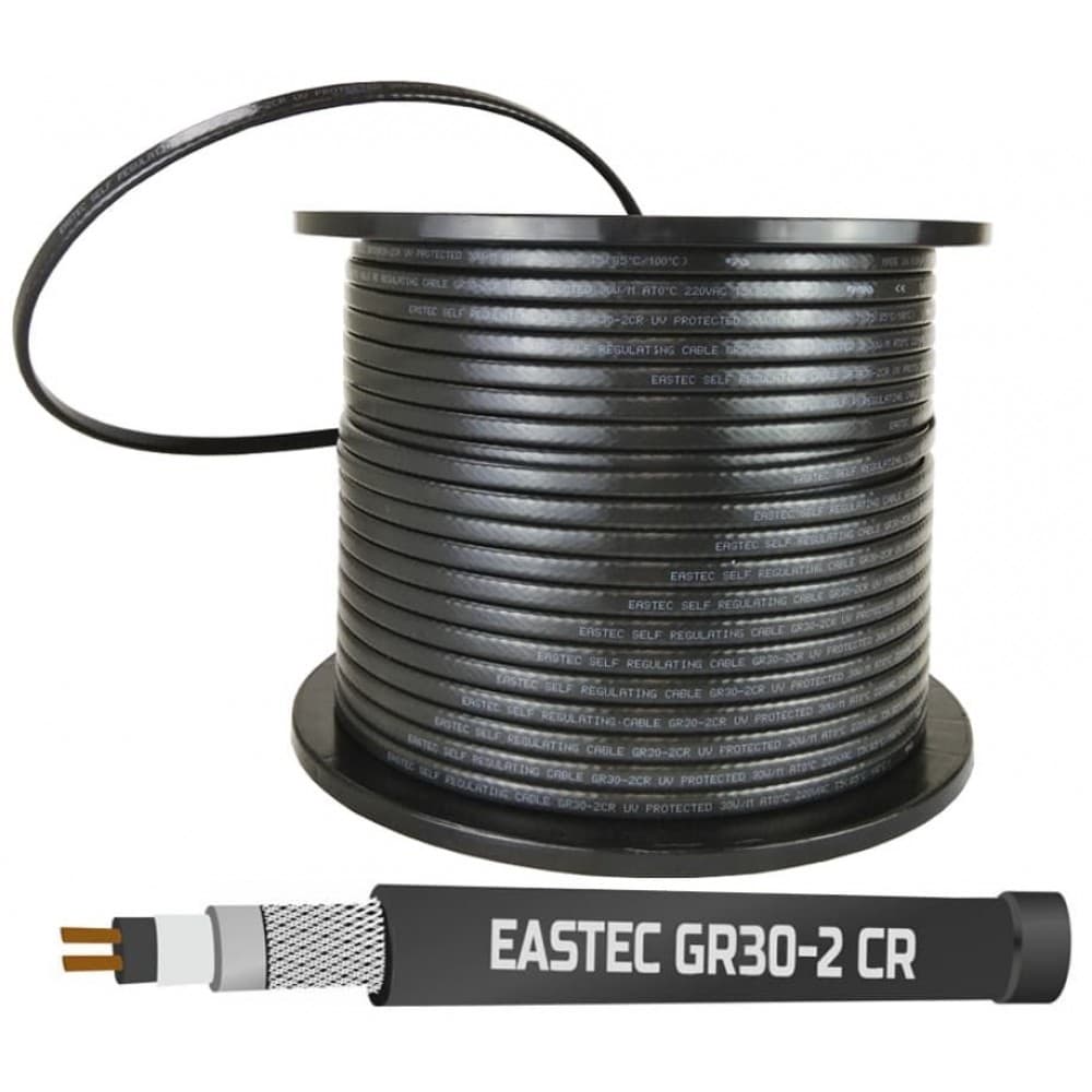 Саморегулирующийся греющий кабель EASTEC GR 30-2 CR, M=30W (200м/рул.), с УФ защитой