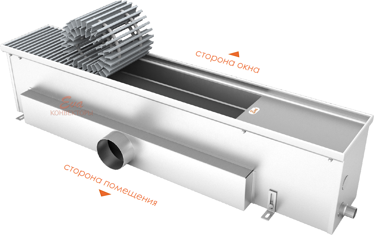 Внутрипольный конвектор EVA без вентилятора, K.250.258 (KO),длина 3000 мм