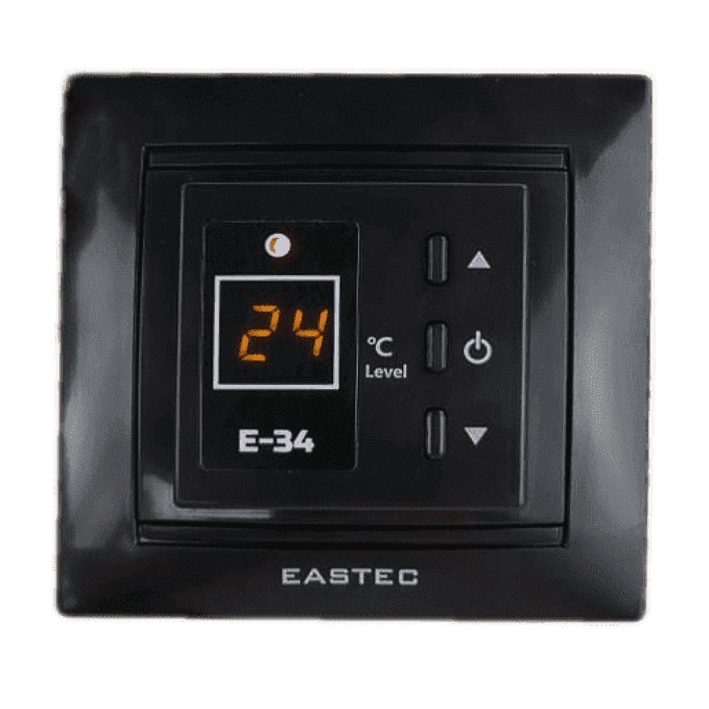 EASTEC E-34 -электронный цифровой термостат, встраиваемый, цвет черный, 3,5 кВт. 