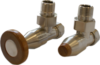 Комплект угловой Сталь 1/2 x M22x1,5, Круглая деревянная рукоятка