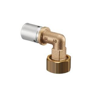 Прессовый угольник-переход с накидной гайкой Cofit P, 26мм x G3/4" НГ, бронза/нерж. сталь