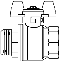 "Optibal" шар. кран, маховик из алюминия  Ду32, G 1 1/4" ВР, G 1 1/4" НР, PN20, PN16, латунь Артикул №: 1076310