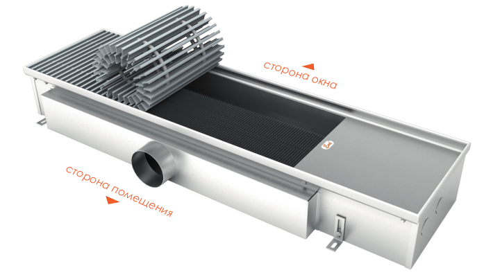 Внутрипольный конвектор EVA без вентилятора,K.125.303 (KO), длина 3000 мм