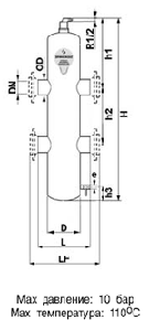 Гидравлический сепаратор Spirocross /фланцевое соединение/ сталь 37, артикул XC250F