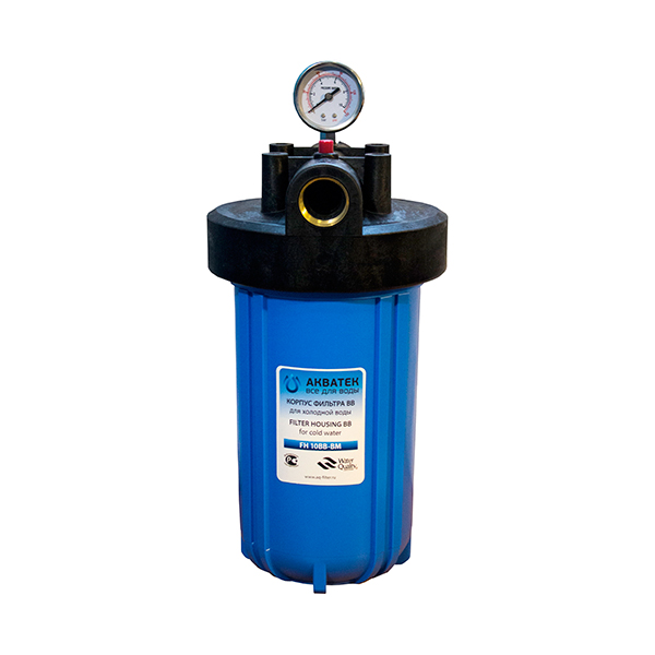 Корпус фильтра ВВ 10,для холодной воды (латунная вставка, кронштейн, манометр) арт. FH10BB-ВM