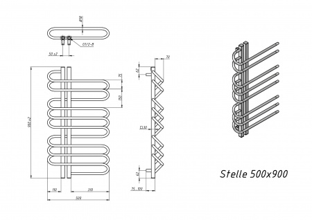 Полотенцесушитель водяной Grota Stelle 500x900/l черный