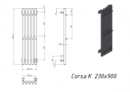 Полотенцесушитель электрический Grota Corsa K 230х900 хром глянцевый