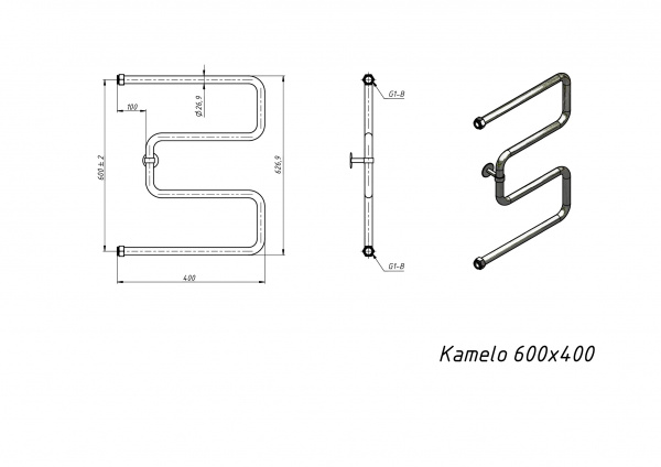 Полотенцесушитель водяной Grota Kamelo 600x400 хром глянцевый