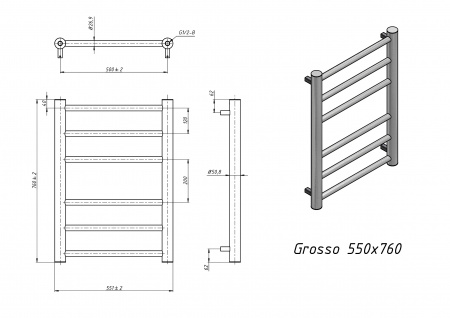 Полотенцесушитель электрический Grota Grosso 550x760 хром глянцевый