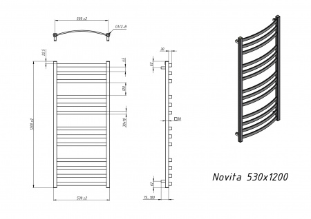 Полотенцесушитель электрический Grota Novita 530x1200 белый