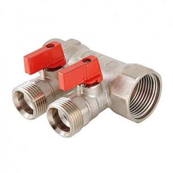 Коллектор с отсечными кранами с вых.«евроконус»,3 вых. х1”x3/4”ЕК Valtec