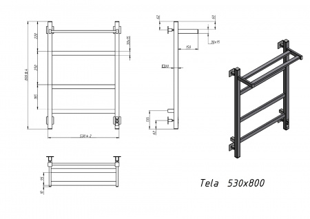 Полотенцесушитель электрический Grota Tela 530х800 черный