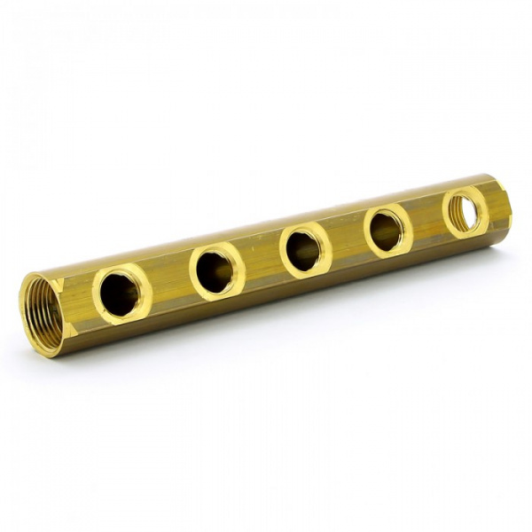 850/50 3/4"x 05 Коллектор 3/4"ВР х 1/2"ВР, 5 выходов, шаг выходов 50 мм