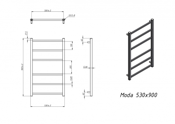 Полотенцесушитель электрический Grota Moda 530x900 хром матовый
