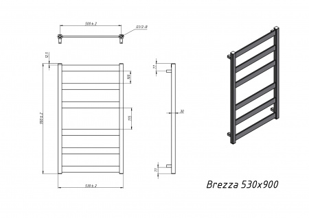 Полотенцесушитель водяной Grota Brezza 530x900 хром матовый