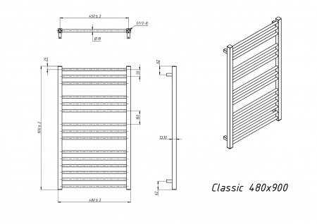 Полотенцесушитель водяной Grota Classic 480x900 хром глянцевый