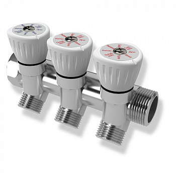 Коллектор Royal Thermo с регулировочными вентилями 3/4"×1/2", 3 выхода 