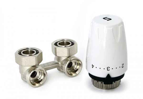 Комплект нижнего подключения для радиатора, угловой 3/4" EK x 1/2" DX