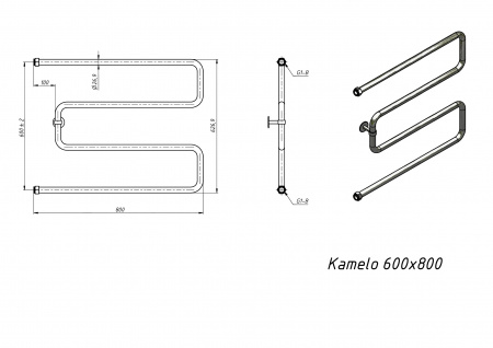 Полотенцесушитель водяной Grota Kamelo 600x800 хром глянцевый