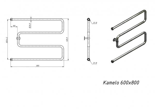 Полотенцесушитель водяной Grota Kamelo 600x800 хром глянцевый