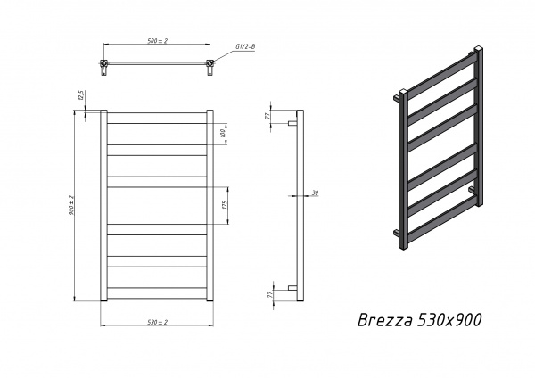 Полотенцесушитель электрический Grota Brezza 530x900 белый