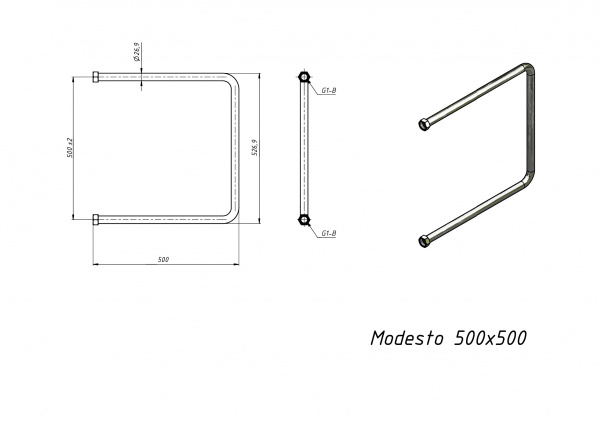 Полотенцесушитель водяной Grota Modesto 500x500 хром глянцевый