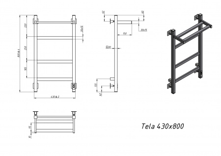 Полотенцесушитель электрический Grota Tela 430х800 черный
