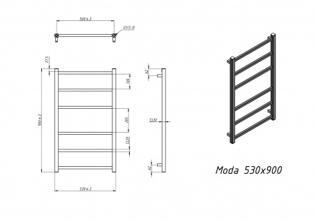 Полотенцесушитель водяной Grota Moda 530x900 белый