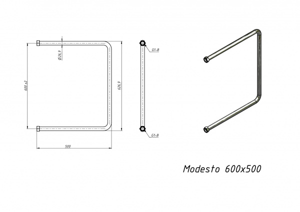 Полотенцесушитель водяной Grota Modesto 600x500 хром глянцевый