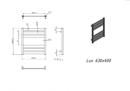 Полотенцесушитель электрический Grota Lux 630x600 хром матовый