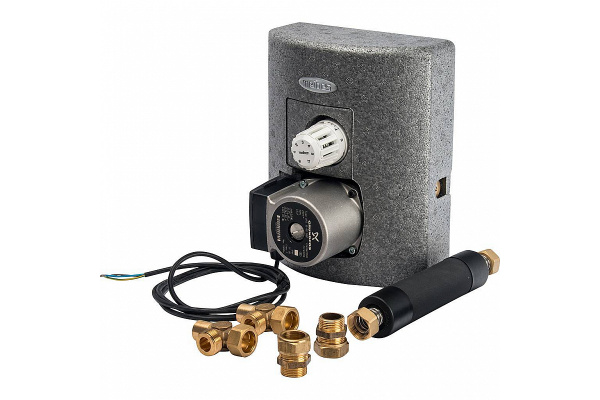Meibes Thermix M27409.2 насосная группа с термосмесителем 25-50°C и насосом Grundfos UPS 15-50 MBP, для т.п. до 120 м2