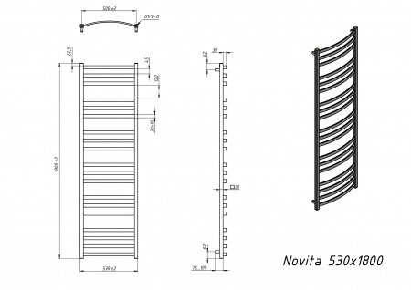 Полотенцесушитель электрический Grota Novita 530x1800 черный