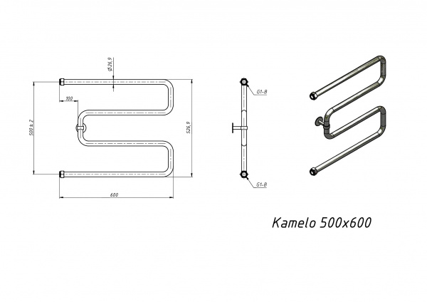 Полотенцесушитель водяной Grota Kamelo 500x600 хром глянцевый