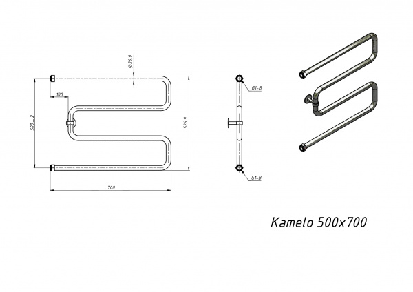 Полотенцесушитель водяной Grota Kamelo 500x700 хром глянцевый
