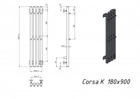 Полотенцесушитель электрический Grota Corsa K 180х900 черный