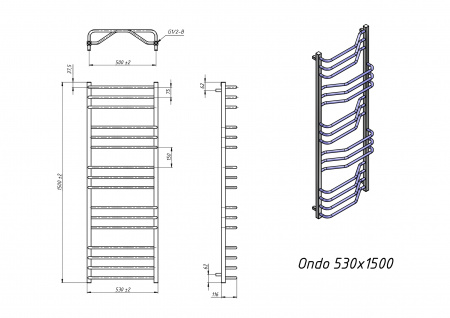 Полотенцесушитель электрический Grota Ondo 530х1500 черный