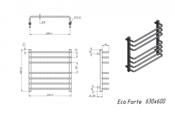 Полотенцесушитель электрический Grota Eco Forte 630x600 хром матовый