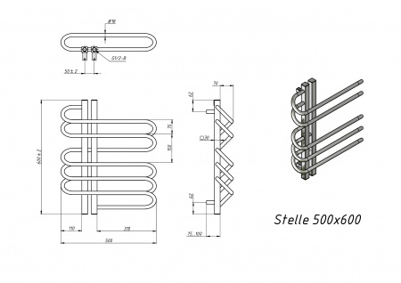 Полотенцесушитель водяной Grota Stelle 500x600/l хром глянцевый